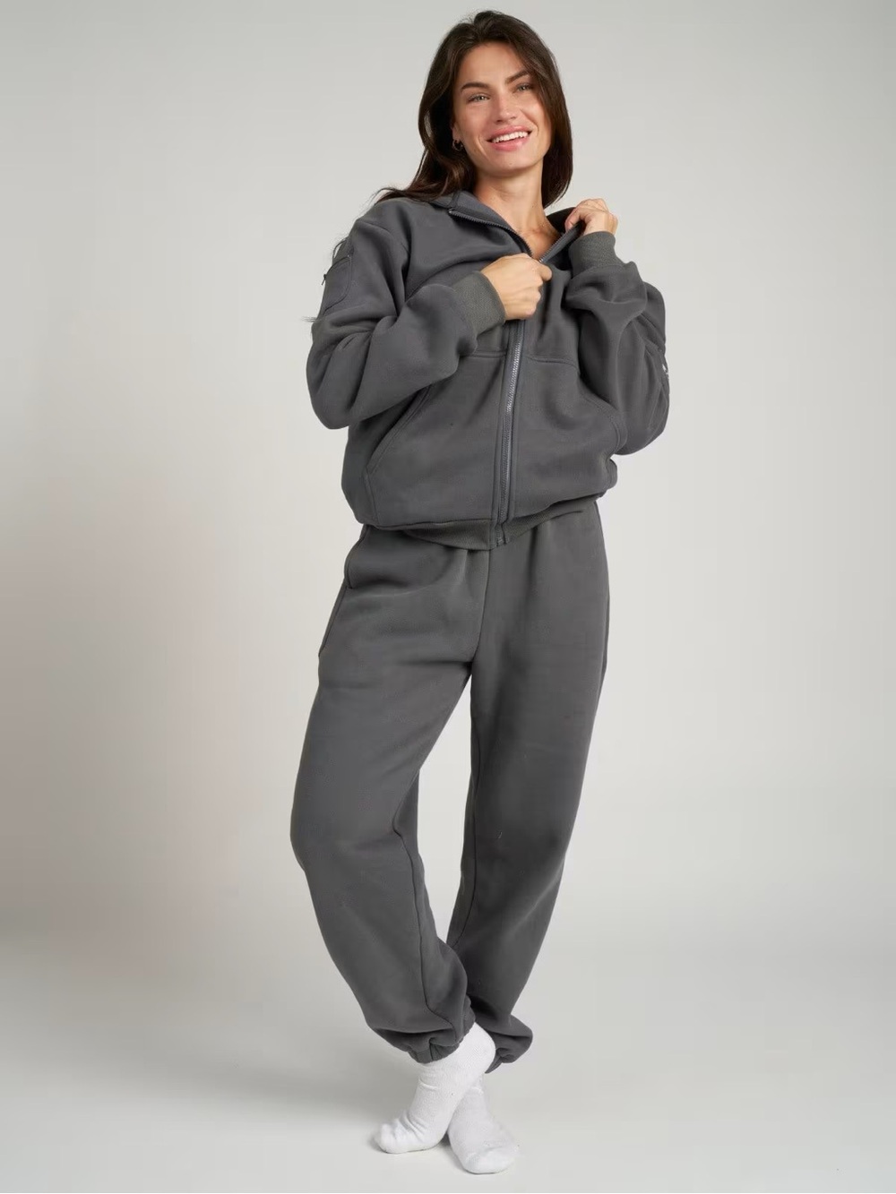Comfrt Zip Travel Essentials Hoodie steel Grey Unisex - Picture 2 of 6